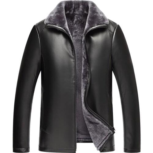 Mens Genuine Leather Jacket Real Fur Sheepskin Coat Winter Shearling Jacket Men Veste Cuir Homme 14BAQ00066712 KJ4017