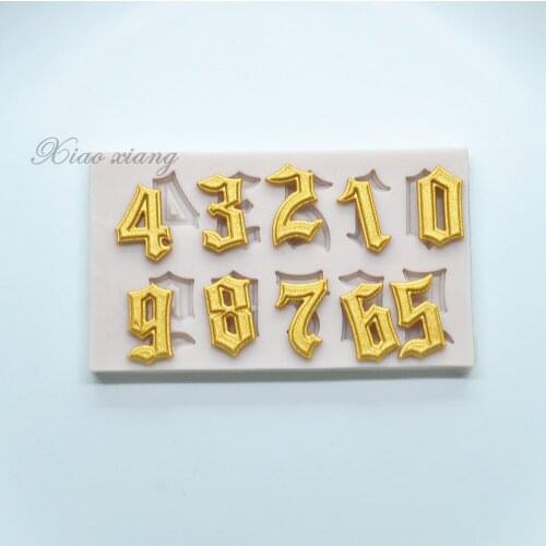"0-9" Numbers Silicone Molds DIY Party Letters Cupcake Fondant Decorating Tools Candy Clay Chocolate Gumpaste Moulds M2114