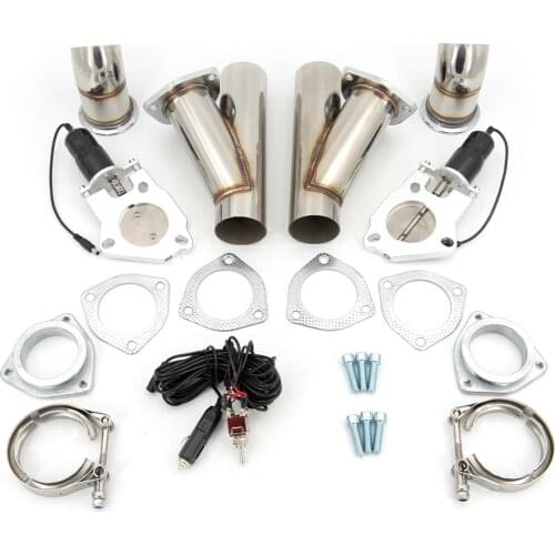 2.5" 3 Inch 2x exhaust Cut Out Manual Switch Stainless control Steel Y Headers Pair Electric Exhaust Cutout Pipe Kit