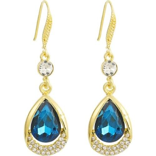 New Jewelry Elegant Temperament Crystal Water Drop Hollowed Out Design Simple Fashion Statement Earrings For Women Wholesale
