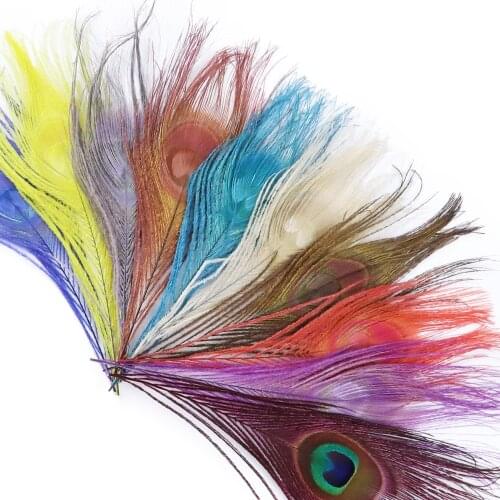 Dyed Natural Peacock Feathers 15-25 CM/6-10 Inches Decoration for Clothes Sewing Home Party Crafts Plume Accessories 10Pcs/Lot