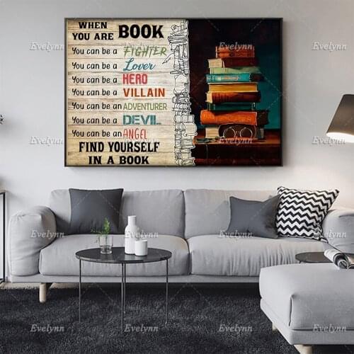Book Lover Gifts When You Are Book You Can Be A Fighter Retro Poster Wall Art Prints Home Decor Canvas Floating Frame