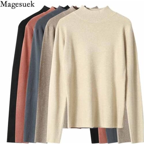 Casual Turtleneck 2020 Winter Solid Ladies Pullover Sweater Thin Jumper Knitted Sweater Women Female Clothing Pull Femme 12124