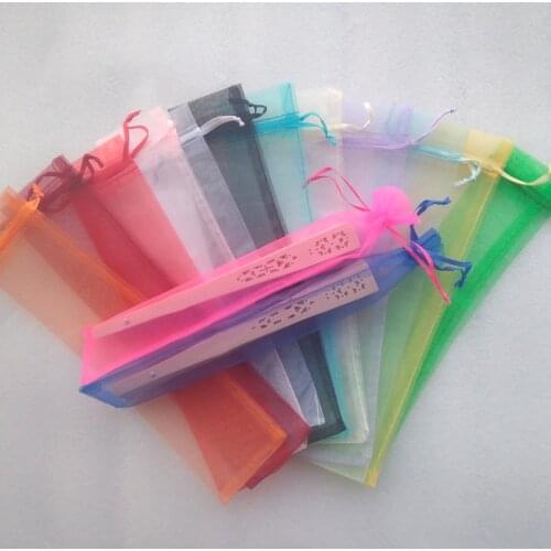 Featured craft sandalwood hand fan with organza bag for ladies