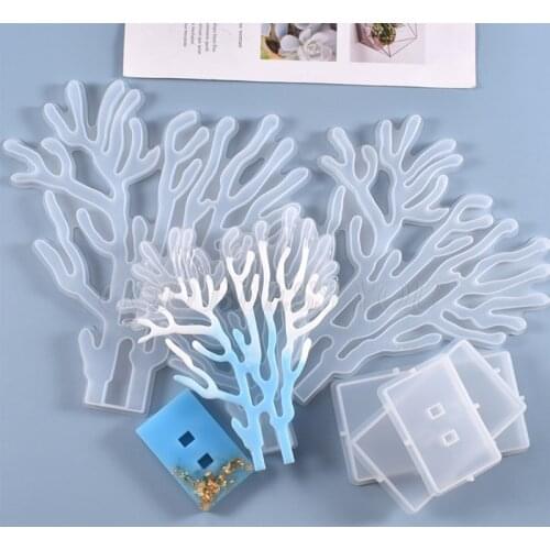 DIY Crafts Desktop Decorations Jewelry Making Tools Crystal Epoxy Resin Mold Coral Base Ornaments Casting Silicone Mould
