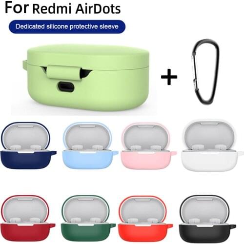 Silicone Case For Redmi Mi Airdots TWS Wireless Bluetooth Earphone Cover For Xiaomi Redmi Airdots 3 Case Case With Buckle Hook