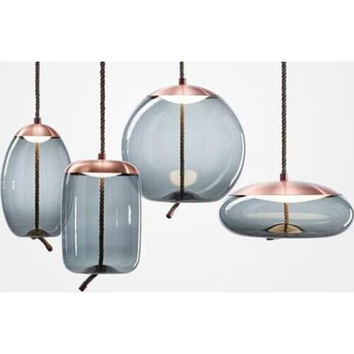 Scandinavian post-modern study restaurant bar pendant lamp model bedside beautiful decorative rope glass Pendant Lights Ming