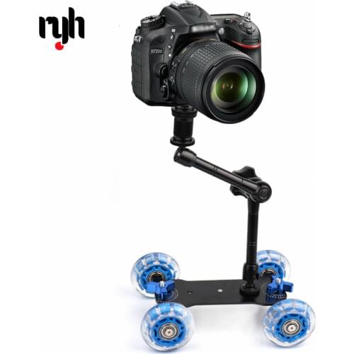 Schreibtisch Dolly+11'' Magic Arm Tabletop Mobile Rolling Video Rail Skater for DSLR Camera Slider Track Dolly Car & Magic Arm