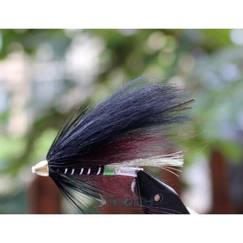 Tigofly 24 pcs/lot Black Feather Cone Head Tube Fly Streamer Fly Salmon Trout Steelhead Fly Fishing Flies Lures
