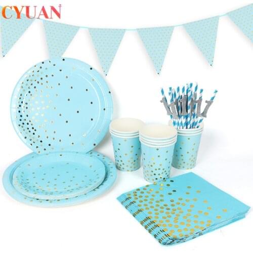 Birthday Decoration Boy 1st Party Decoration Paper Straw Plates Cups Napkins Baby Shower Boy One First Birthday Party Supplies