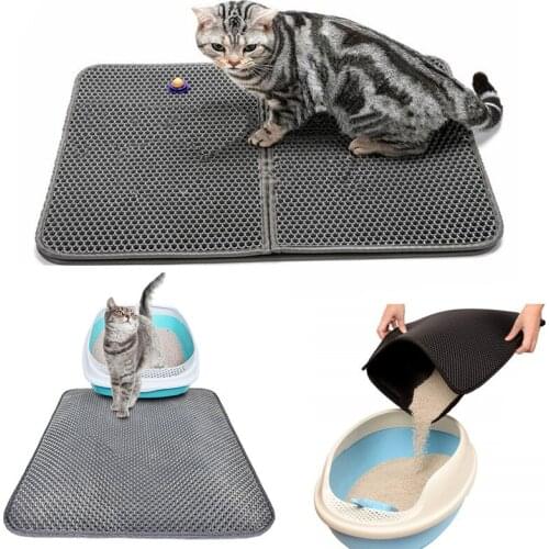 Waterproof Cat Litter Tray Mat Easy Cleaning Double-layer Puppy Cat Litter Trapper Mats Non-silp Pet Feeding Pad For Cat Supply