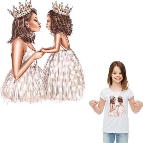 Yong Mom And Girl Iron On Patches T-Shirt Dresses Hot Tear Stickers New Design Thermal Transfer Diy Ironing Stickers