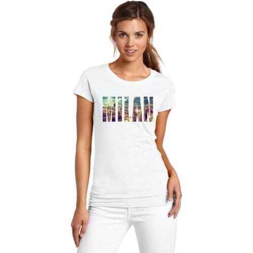 Summer Women T Shirt International Fashion Capital of Milan City Printed Short Sleeve Femmes T-shirt Cotton Womens Tshirts
