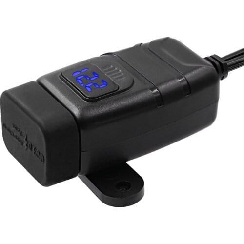 1PC Motorcycle Charger Dual USB Port 12V Mobile Phone Charger LED Voltmeter with Switch Dropshipping
