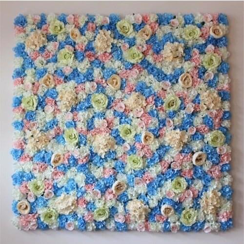 10PCS 40cm*60cm Artificial silk Hydrangea Rose flower wall wedding decoration sky blue wedding flower backdrop