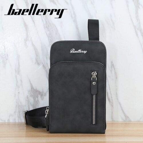 2021 spring baellerry mens vertical large-capacity mobile phone bag multifunctional zipper messenger bag male chest bag