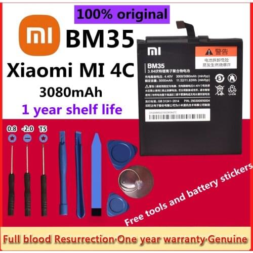 Xiaomi Phone Battery BM35 3080mAh for Xiaomi MI 4C MI4C High Capacity High Quality Original Replacement Battery +Tracking +Tools