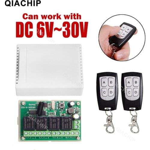 QIACHIP 433MHz Receiver Wireless Remote Control Switch Motor Controller DC 6V 12V 24V 30V 4 Gangs Relay Module Transmitter Diy