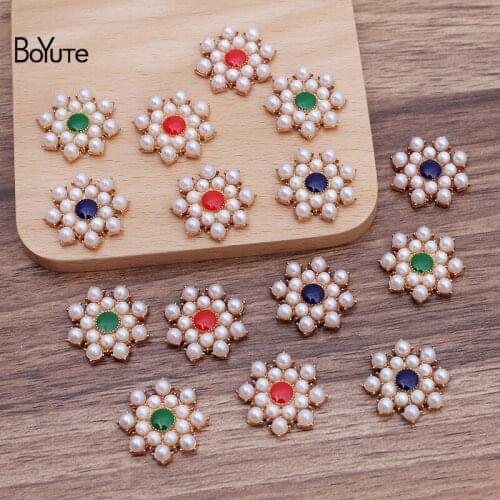 BoYuTe (20 Pieces/Lot) 22MM Pearl Inlaid Flower Materials Factory Direct Sale Handmade DIY Jewelry Accessories
