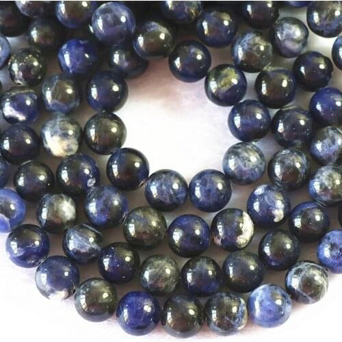 Dark blue sodalite stone 4mm 6mm 8mm 10mm 12mm natural multicolor round loose beads vintage jewelry making 15inch B135
