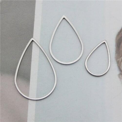 Julie Wang 12PCS Hollow Drop Shape Charms Stainless Steel Gold Silver Color Geometric Pendants Bracelet Jewelry Making Accessory