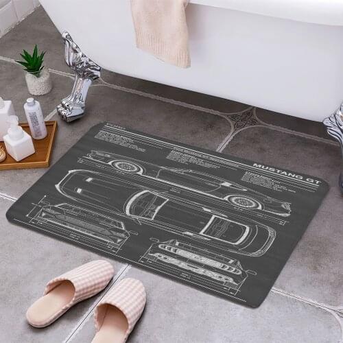 Ford Mustang GT 2018 2020 Carpet Areas Rug Non-slip Floor Mat Rug 3D Printing Living Room Bedroom Door Mat Home Decoration