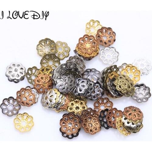 500pcs 6mm Filigree Metal Antique Silver Gold Flower Bead Caps for Jewelry Making Diy Beads Earrings Bracelet Accessories