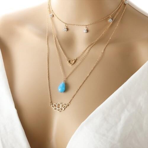Korean Version Of The Pendant Necklace Fashion New Temperament Multilayer Love Crystal Ladies Wholesale Necklace
