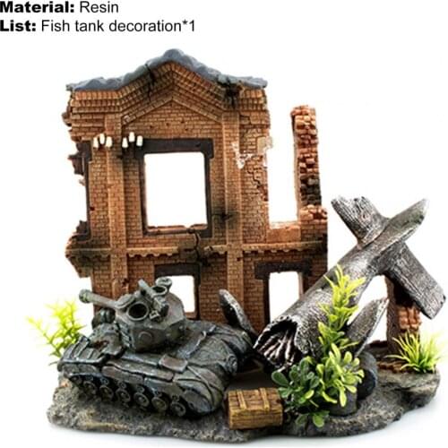 Pretty Aquarium Ornament Realistic Landscaping Fadeless Fish Tank Fake Tree Airplane Tank House Decoration Aquarium Accessories