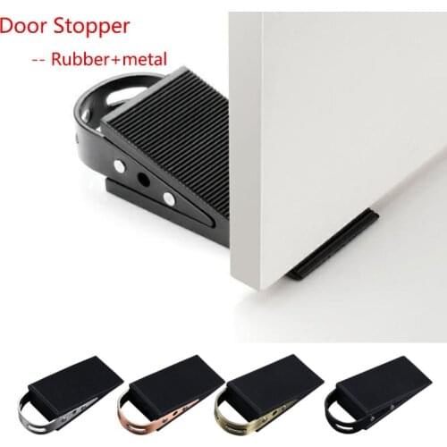 Hot Door Stopper Wedge Shaped Door Stop Floor Wall Rubber Metal Non-Slip Door Buffers for Office Home Improvement Door Hardware