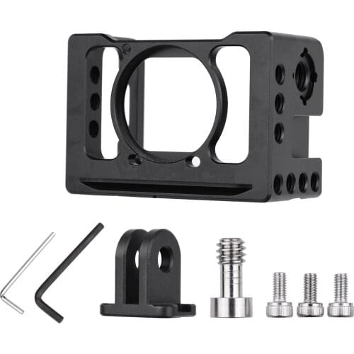 Mini Camera Vlog Cage Aluminum Alloy Protective Camera Cage 1/4 3/8 Inch Screw Holes for Sony RX0 II Camera Microphone Tripod