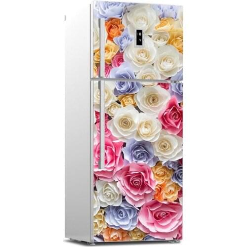Fridge Sticker Romantic Roses Refrigerator Dishwasher Door Wrap Kitchen Wallpaper Accessories Modern 3d Wall Stickers