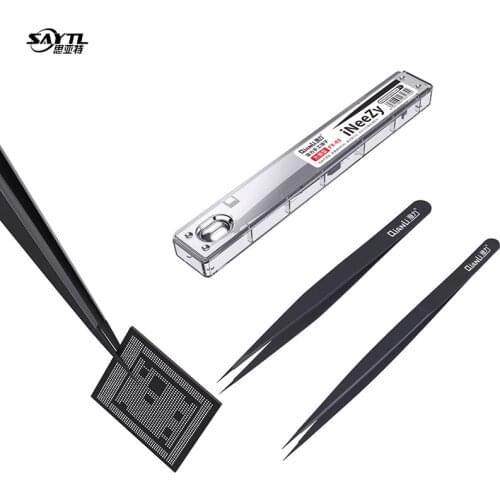 Qianli Ultra Fine Black tweezers Manual Gringding Non-magnetic Stainless Tweezer BGA Jumper Repair Forceps for Phone Repair
