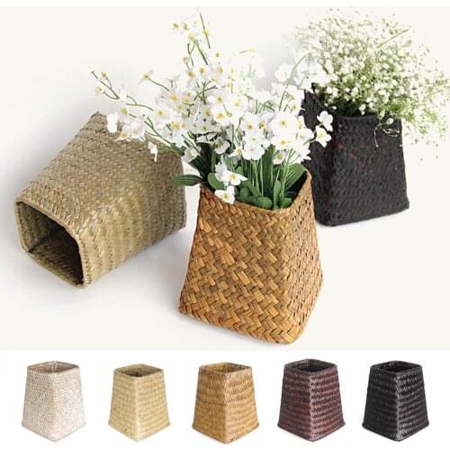 Rattan Straw Storage Basket Clothing Storage Basket Wicker Basket Folding Flower Pot Home Garden Hanging Basket Wedding