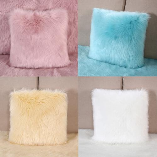 Home Hotel Bedroom Faux Wool Pillow Sofa Plush Pillow Plush Pillow European Luxury Faux Fur Pillowcase Pillow Artificial Fur