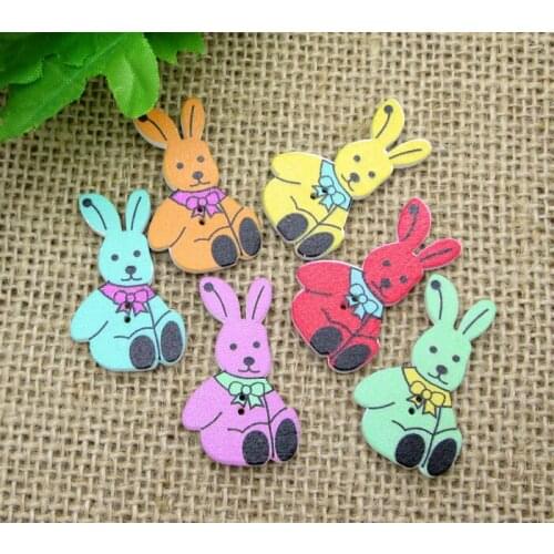 50Pcs Mixed Rabbit Wood Apparel Sewing Buttons For Clothes Scrapbooking Decorative Handicraft DIY Accessories