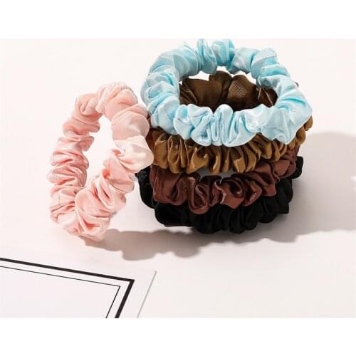 5pcs/lot Elastic Hair Band Women Hair Ties Elegant Colorful Solid Color Silk Hair Rubber Band Girls Hair Accessories Hair Ties