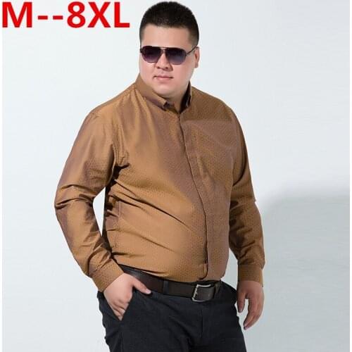 10XL 8XL 6X Men Casual Long Sleeved Printed shirt Loose Fit Male Social Business Dress Shirt Brand Men Clothing Soft Comfortable