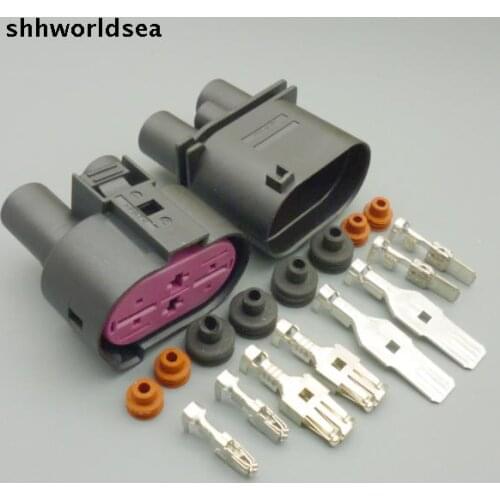Shhworldsea 5/30/100sets 6.3mm+9.5mm 4pin male female DCS Power Sealed connector Oxygen sensor plug Fan controller plug for VW
