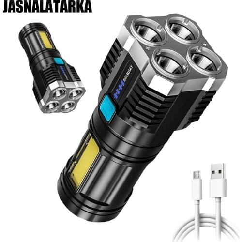 Led Flashlights High Power Ultra-bright Torch Camping Hiking Lamps USB Rechargeable Powerful Flashlight Flashlight 4 Switch Mode