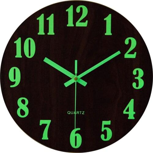 Luminous Wall Clock Watch Wooden Wall Clock Vintage Style for Home Decor Silent Non-Ticking Large Luminous Numbers Clocks
