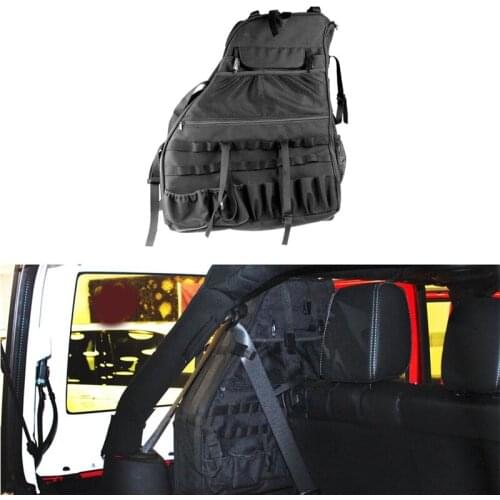 Roll Bar Storage Bag Cage for 2007~2019 Jeep Wrangler Jk Rubicon 4-Door with Multi-Pockets & Organizers & Cargo Bag Saddlebag To