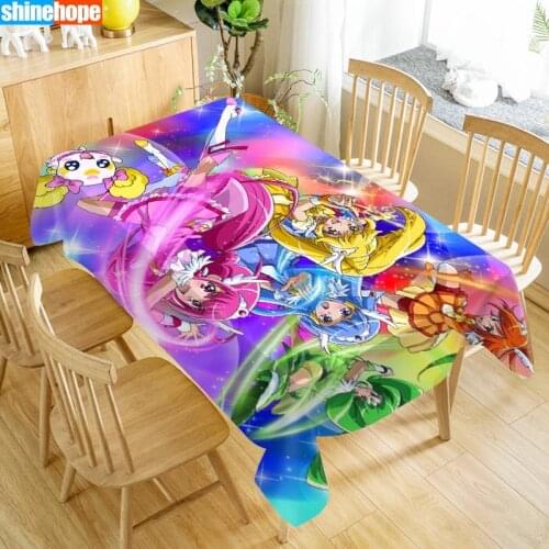 New Arrival Custom Smile Precure Table Cloth Waterproof Oxford Fabric Rectangular Tablecloth Home Party Tablecloth