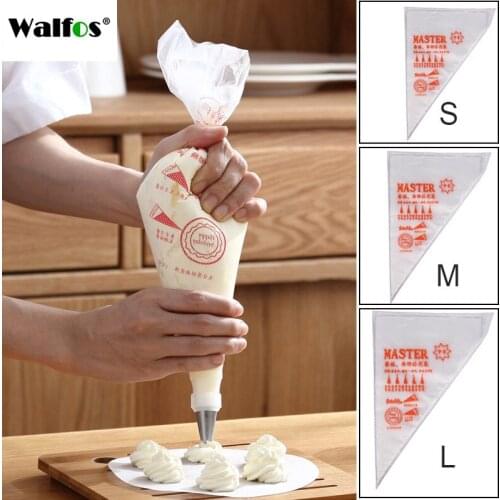 Walfos 100Pcs Pack Pastry Bag S/M/L Size Disposable Piping Bag Icing Fondant Cake Cream Decorating Pastry Tip Tool Cake Tools