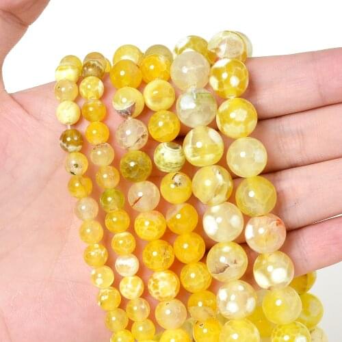 Yellow Agates Onyx Beads Natural Round Stone Bead for Jewelry Making Bulk DIY Bracelet Necklace Charm Accessories 4/6/8/10/12 MM