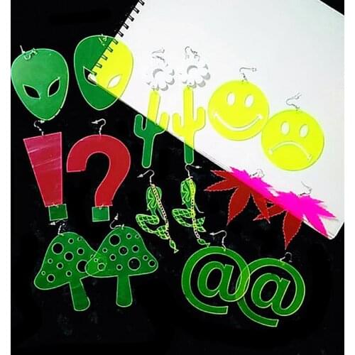 Rock Punk Big Neon Color Fluorescent Acrylic Drop Earrings For Women Statement Geometric Round Fashion Party Earrings Jewelry