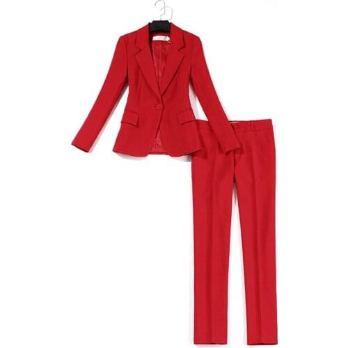 Womens suit 2019 summer temperament slim thin coat professional suit fashion slim trousers wild womens two-piece suit