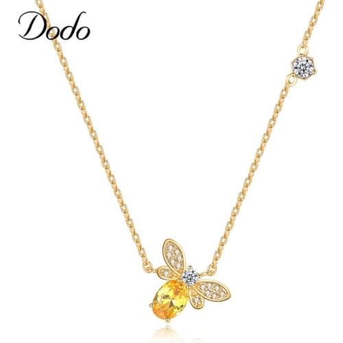 Fashion Micro Mosaic Bee Pendant Necklaces Hot Gold Color Firefly Jewelry Long Link Metal Chain Necklace For Women Bijoux N306