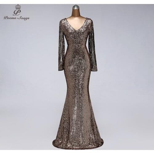 Real videos sexy long sleeve evening dresses vestido de festa prom gowns vestidos elegante party night dress robe de soiree