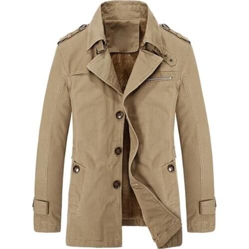 Winter Trench Coat Designer Thick Warm Casual Cotton Slim Fit Windbreaker Jacket Male Pure Color Long Jackets casaco masculino